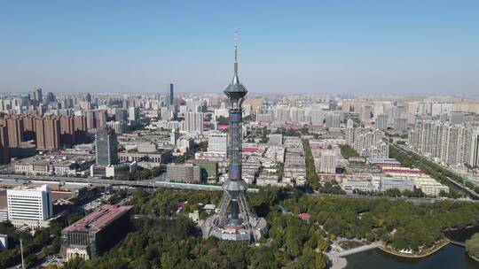 航拍河北石家庄城市宣传片地标建筑