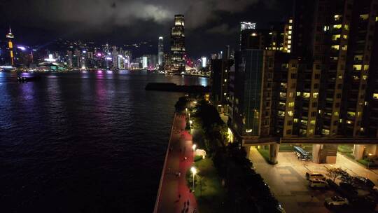香港海景小区繁华夜景灯光维多利亚港