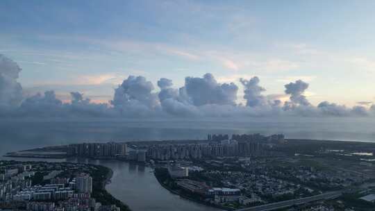 航拍海口日出风光