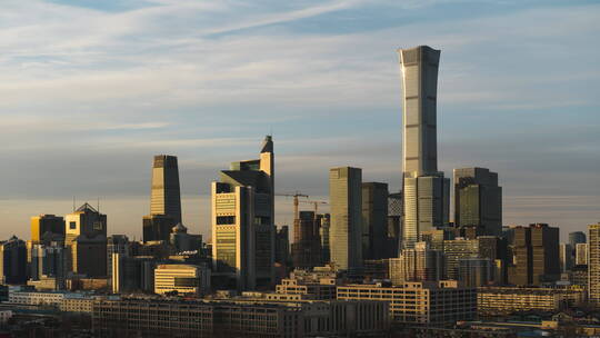 北京市CBD建筑群延时日落夜景视频素材模板下载