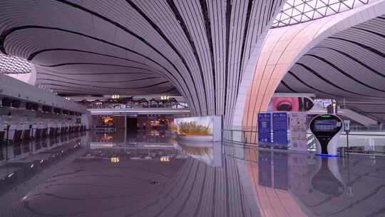 北京大兴机场航站楼 值机柜台视频素材模板下载