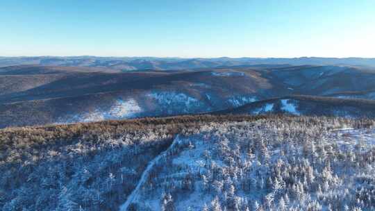 航拍大兴安岭林海雪原风光