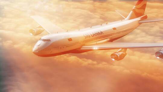 飞机飞行旅行到斯里兰卡在阳光