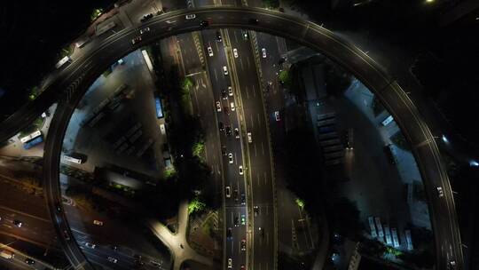 航拍福州城市交通高架桥夜景灯光拥堵交通