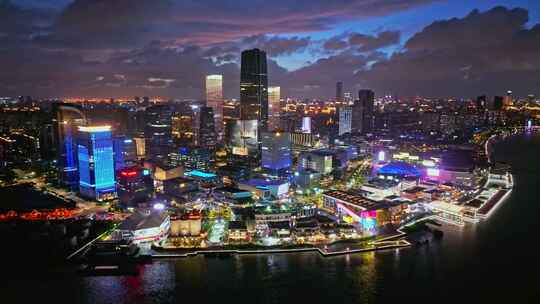 上海徐汇滨江西岸艺术中心CBD夜景航拍