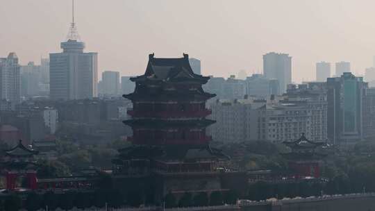 江西南昌滕王阁城市建筑风光航拍