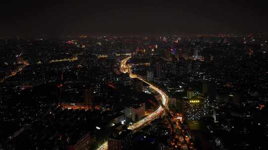 浦西虹口区内环高架夜景航拍