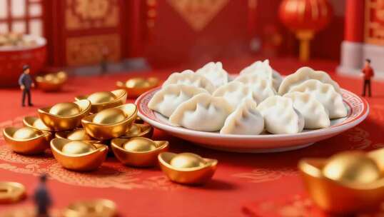 中国传统节日氛围场景新春传统建筑装饰素材