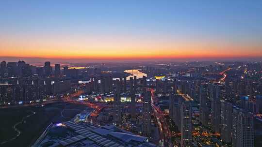 天津滨海塘沽夜景航拍