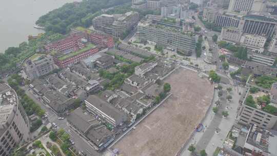 杭州西湖旁边城区俯瞰风景视频素材模板下载