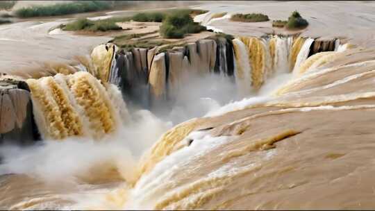 【黄河瀑布合集】江河河水中国山河长江流水