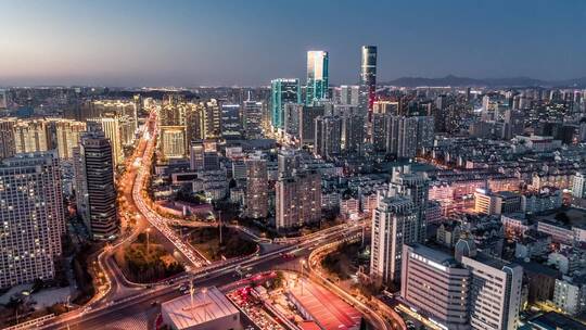 航拍快速路山东路夜景