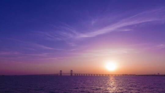 泉州湾跨海大桥落日日落夜景01