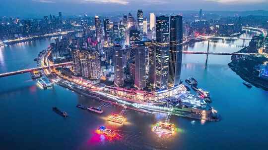 4K重庆航拍城市夜景航拍全景
