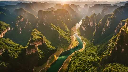 山河壮丽自然风光全景