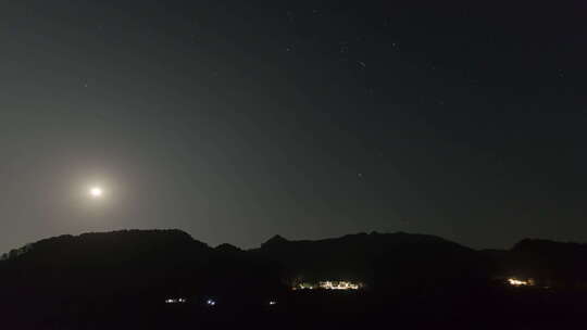 清远桃花湖月出星空延时摄影视频素材模板下载