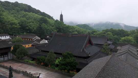 宁波天童寺航拍，寺庙航拍