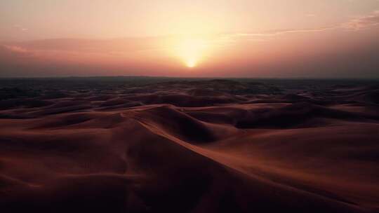 沙漠地区日出日落内蒙古