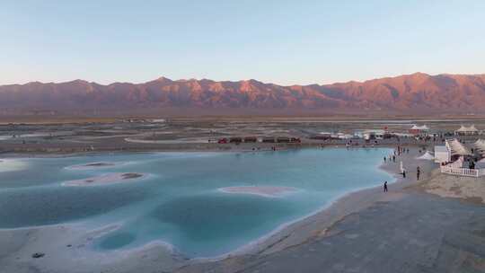 航拍青甘大环线大柴旦翡翠湖青海盐湖