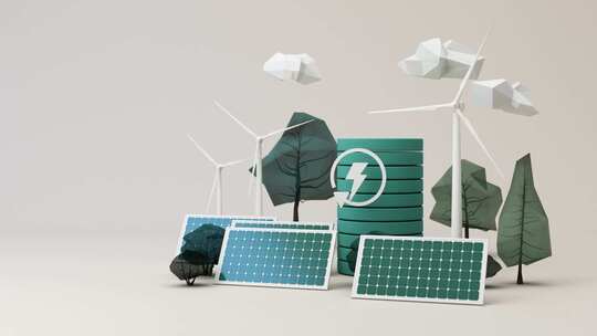 光伏发电与风力发电电概念动画