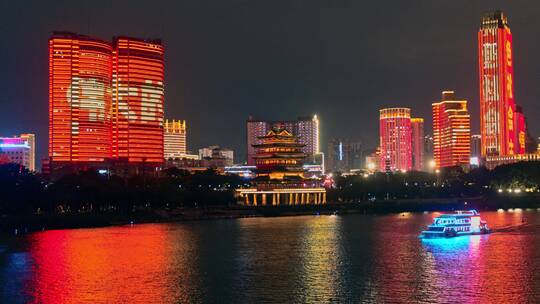 广西南宁城市夜景航拍