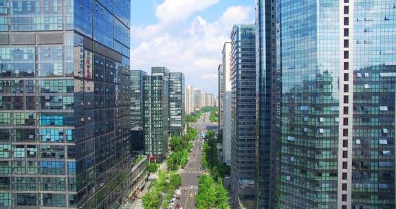 航拍美丽城市四川成都高新区现代办公楼