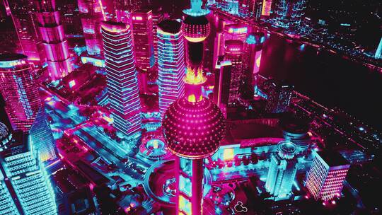 上海陆家嘴赛博朋克夜景