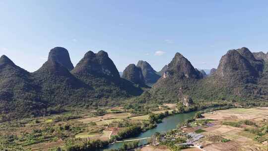 桂林阳朔十里画廊桂林山水风光航拍