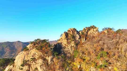 秋季石峰山林景观的鸟瞰图