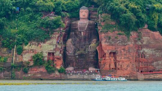 乐山大佛风景区延时摄影视频素材模板下载