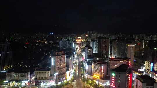 贵州凯里北京西路城市夜景灯光交通航拍