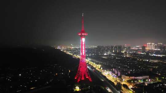 四川德阳之星德阳电视塔夜景航拍