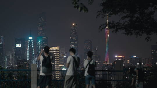 广州城市夜景城市天际线观光景点