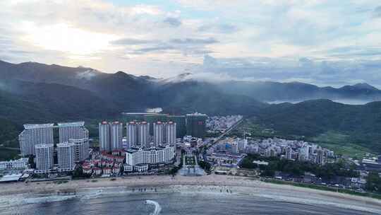 广东汕头南澳岛青澳湾大海海洋海岛沙滩航拍