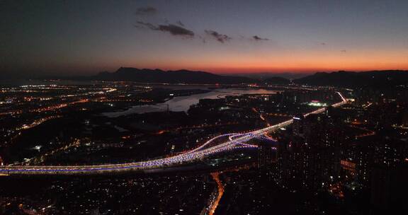 昆明滇池大全景 夜景 带明波立交桥4k60fps