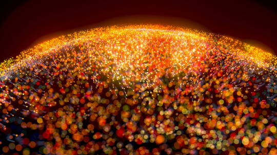 金色流动发光的粒子3D渲染