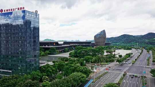 柳州会展中心城市航拍视频视频素材模板下载
