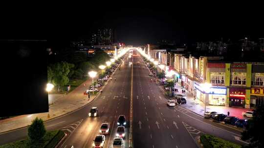 城市公路夜景航拍城市繁华