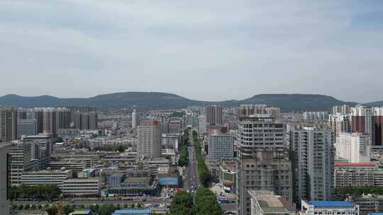 航拍河南平顶山城市风光风景景区