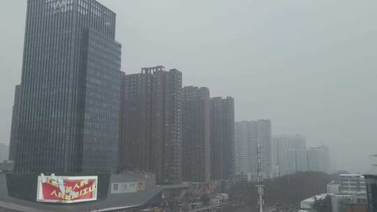 河南省南阳市雪景航拍360商场