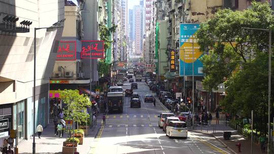 香港街道交通路况道路车流城市道路人群人流