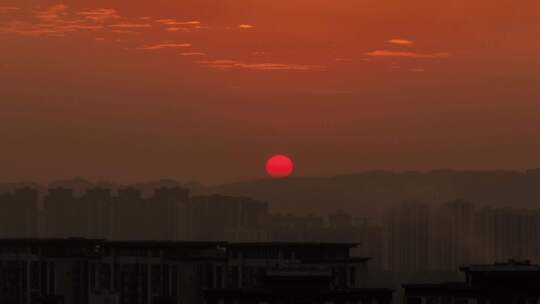 城市建筑夕阳日落