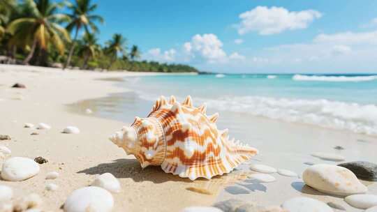 海滩繁花盛开，碧海蓝天映星沙