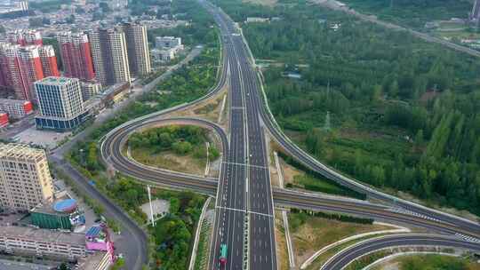 航拍枣庄高速公路出入卡口新改造京台高速