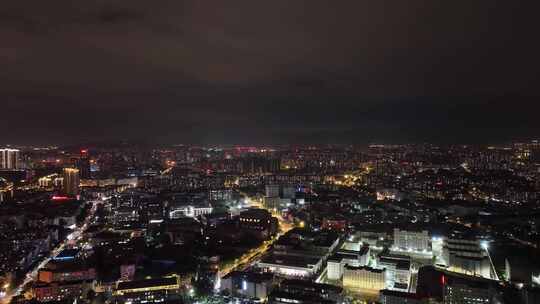 航拍福州闽江两岸风光夜景城市夜晚高空风景