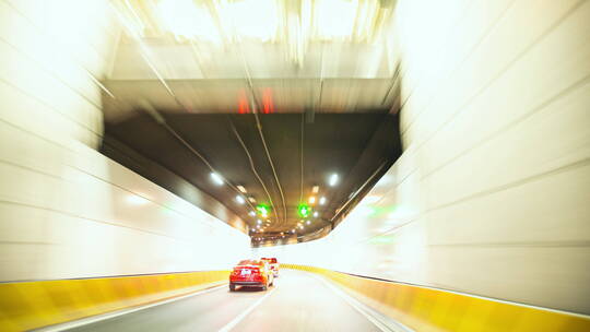 上海陆家嘴隧道高架流动车流延时