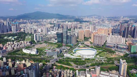 深圳龙华大型文体综合空间空中大景左环绕