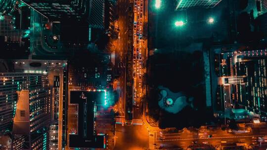 上海夜景俯拍风光视频素材模板下载