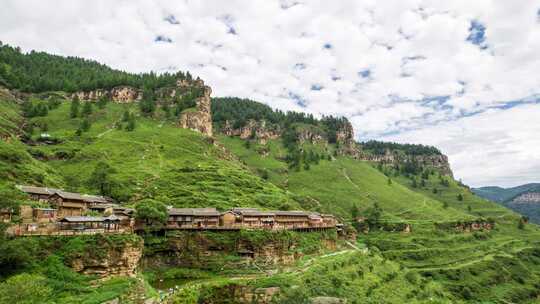 山西芦芽山风景区悬空村航拍素材