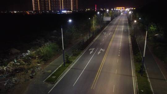 航拍湖北黄冈浠水县夜景